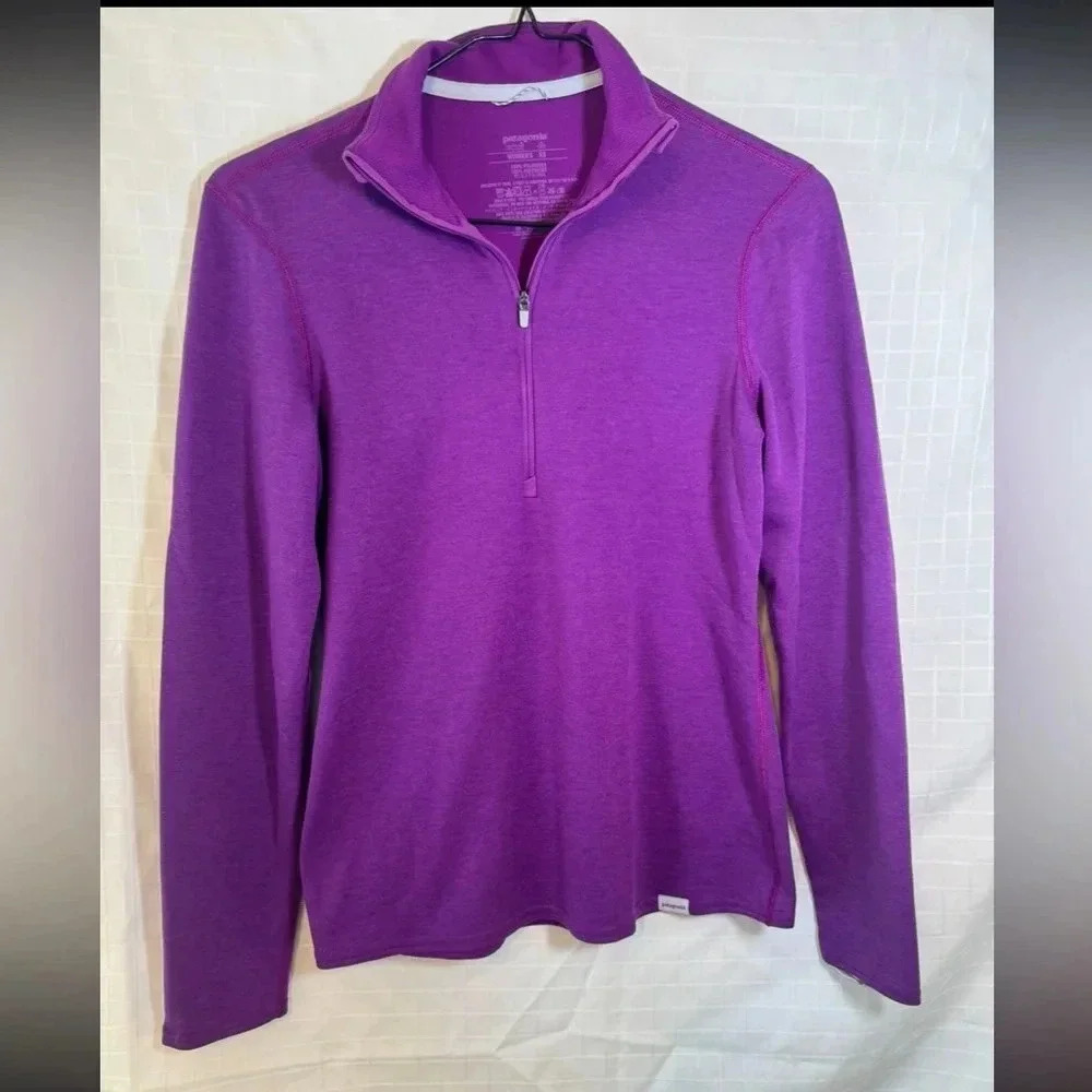 Patagonia Top Womens XS Pink Purple Long Sleeve Mid Weight Quarter Zip Base